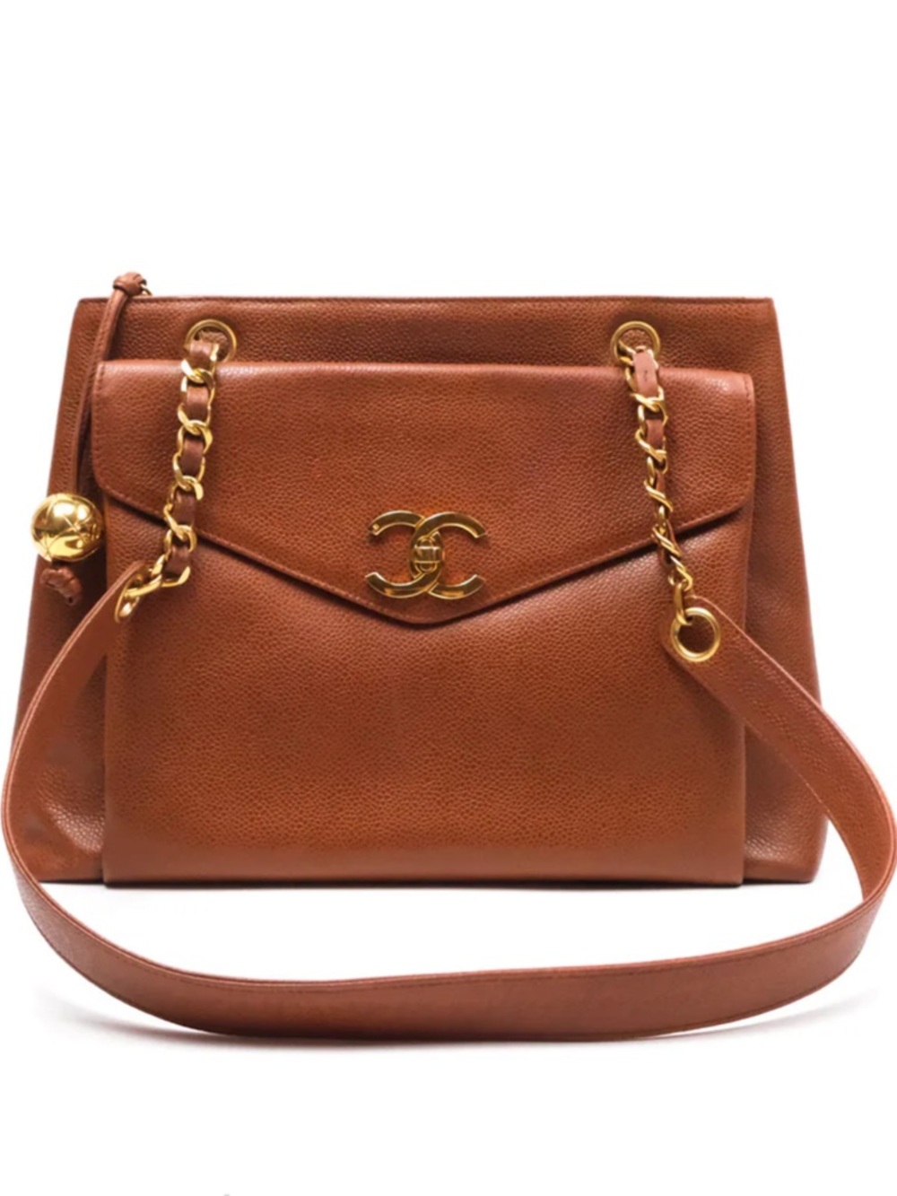Chanel Vintage Tote Caramel Caviar 24K Gold Hardware - Picture 4 of 17
